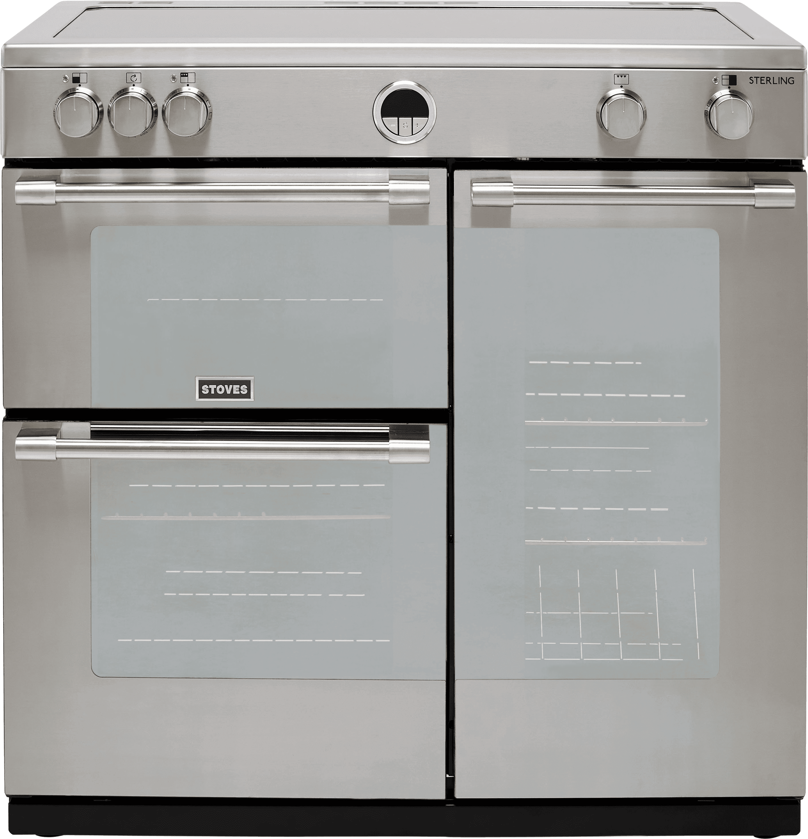 Stoves Sterling S900EI 90cm Electric Range Cooker with Induction Hob - Stainless Steel - A/A/A Rated, Stainless Steel